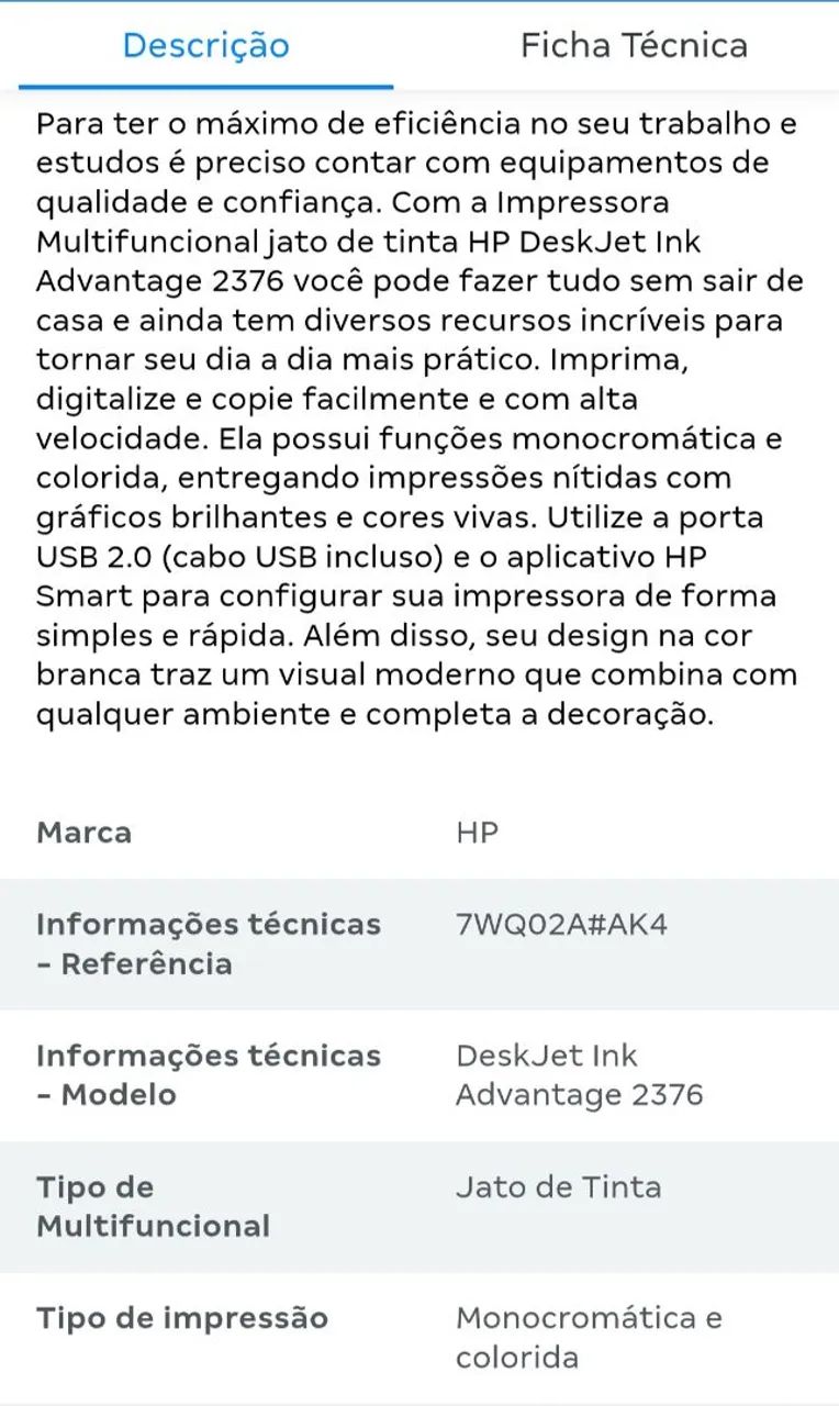 Impressora multifuncional Hp Deskjet Ink 2376 - Foto 4