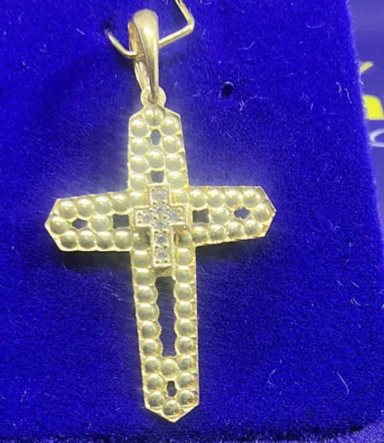 Pingente Diamantes 0.5 mm Ouro 18 Kilates 48 mm Peso 1.10 Gramas - Foto 2