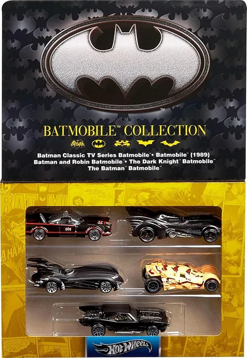 Hot Wheels 1:64 Scale Die-Cast Toy Cars, Set of 5 Batman 85th Anniversary Vehicles with 5 