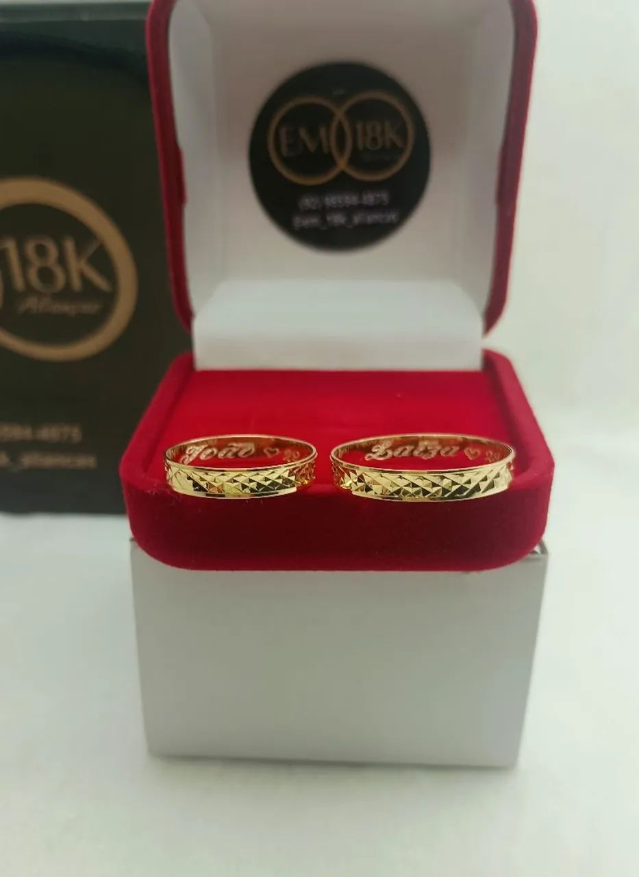 Par de alianças de ouro 18k lindo modelo com garantia  - Foto 2