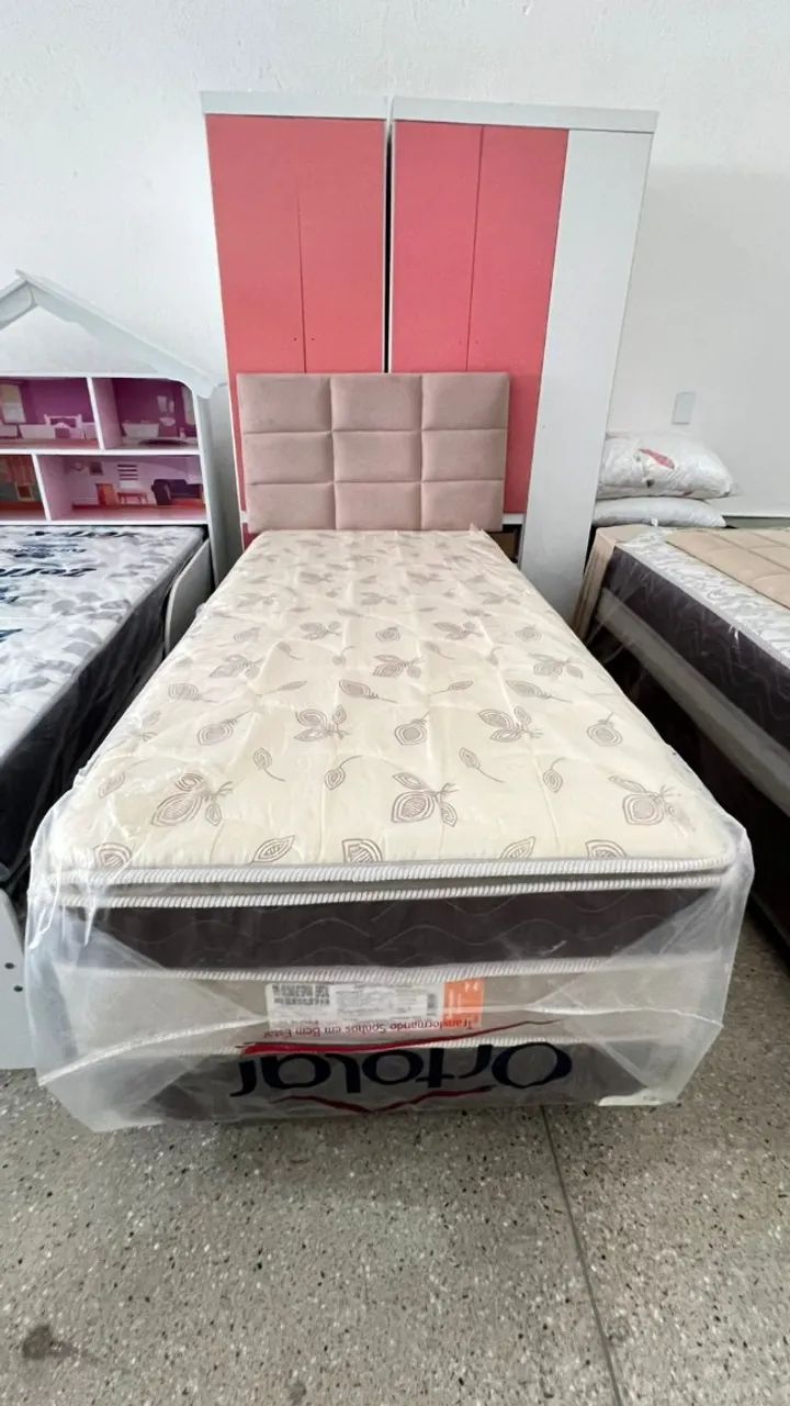 Cama Unibox Semi Ortopedica Solteiro Padrão Com Pilow Top 