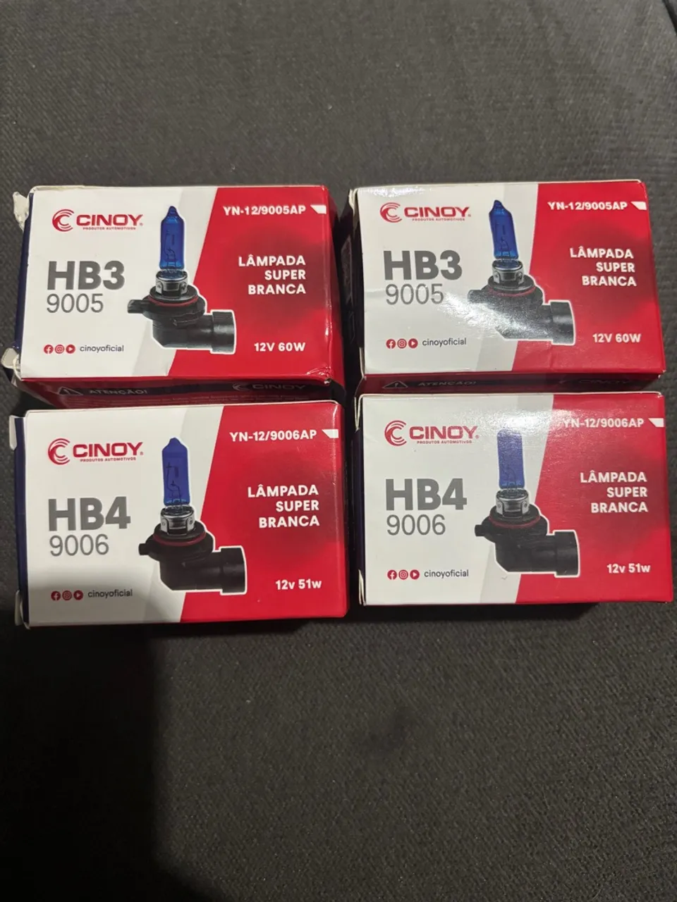 Lâmpadas Super Branca HB3 e HB4 Cinoy