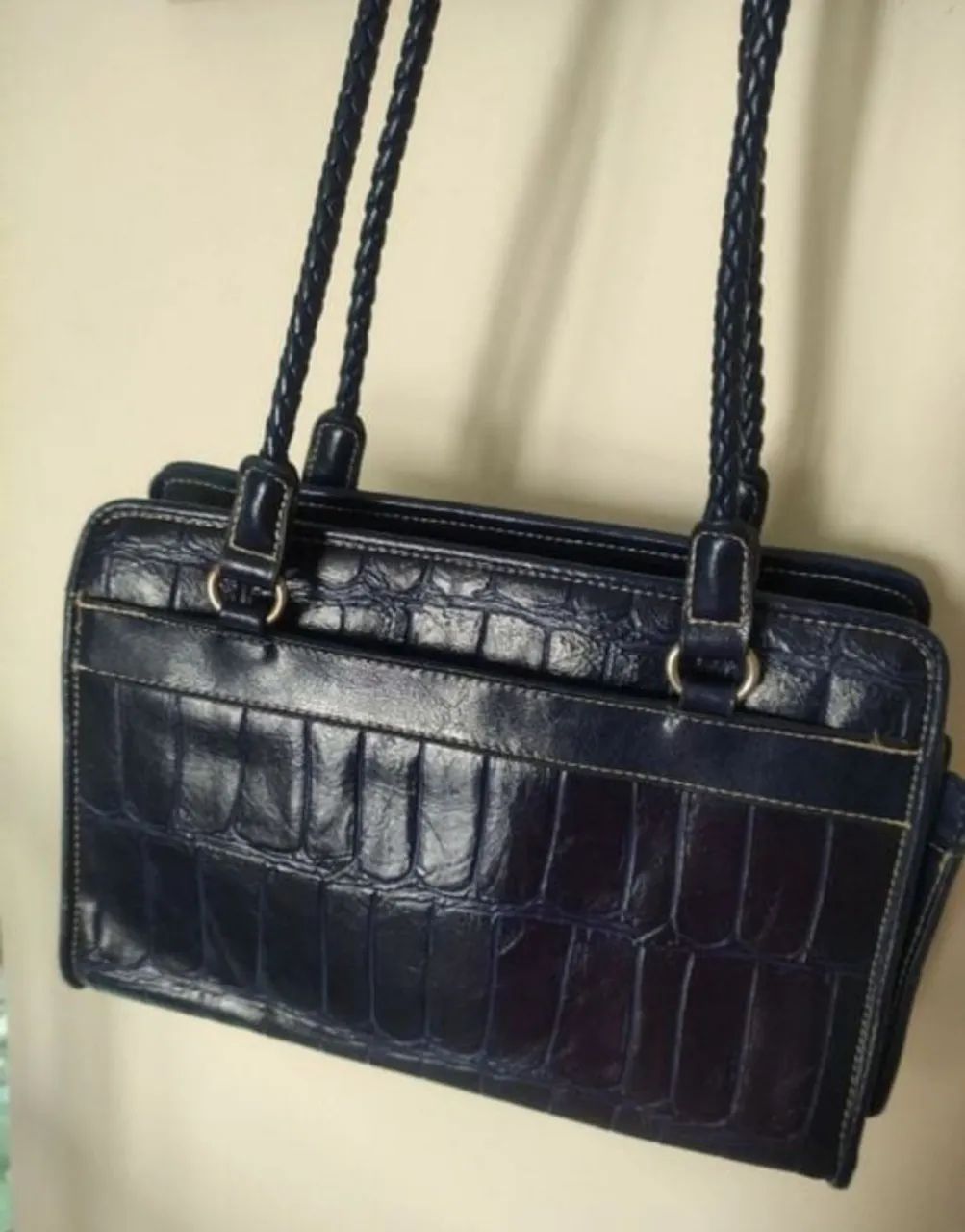 Bolsa couro estrutural azul 
