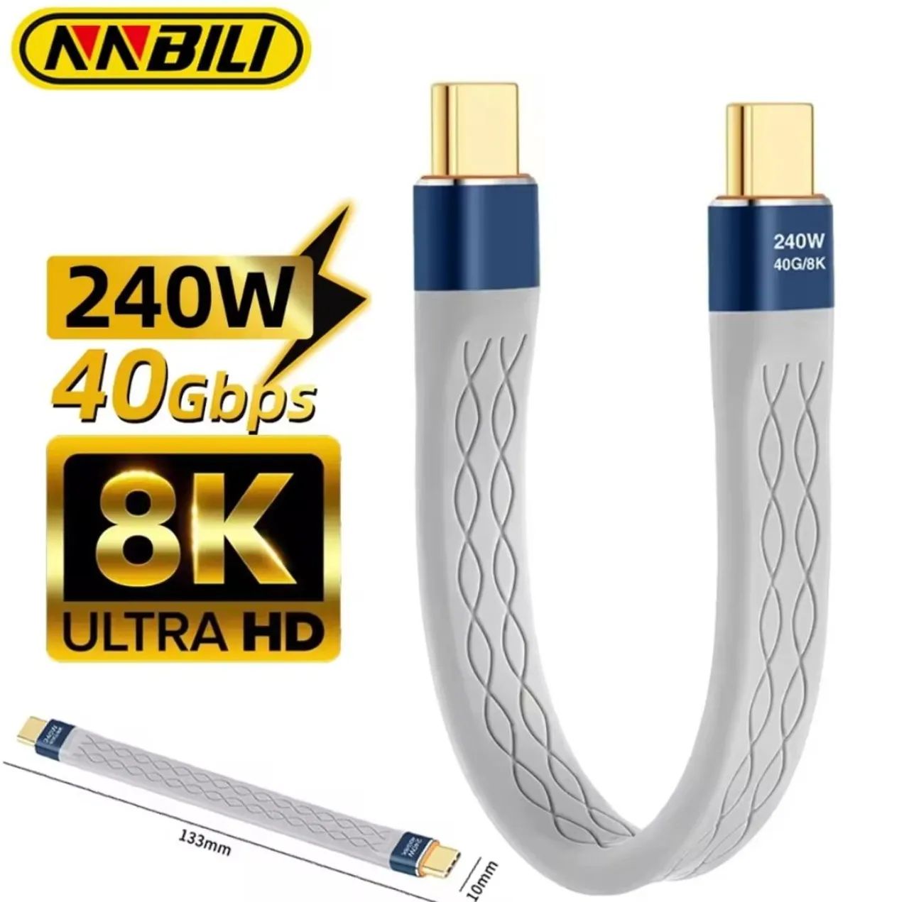 Cabo usb-C 40Gbps 8K 240W *Alta velocidade 