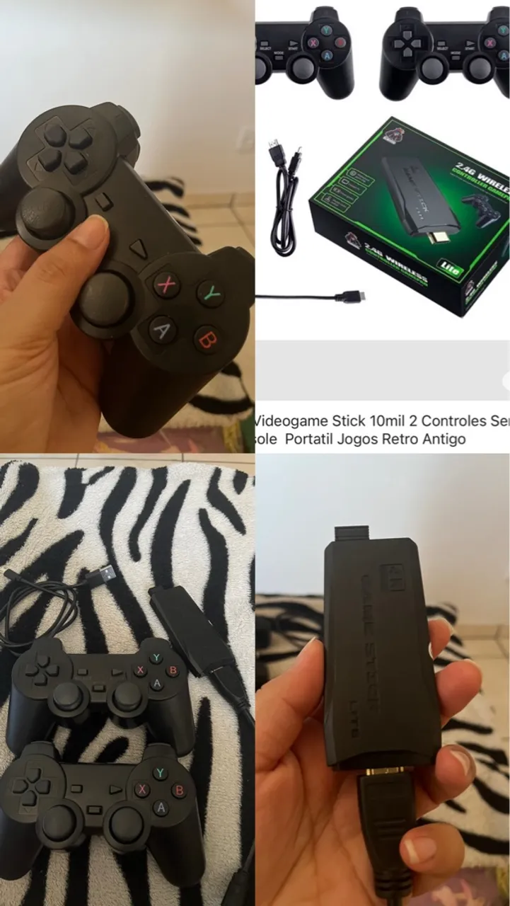 Videogame Stick 10mil 2 Controles Sem Fio Jogos Retrô