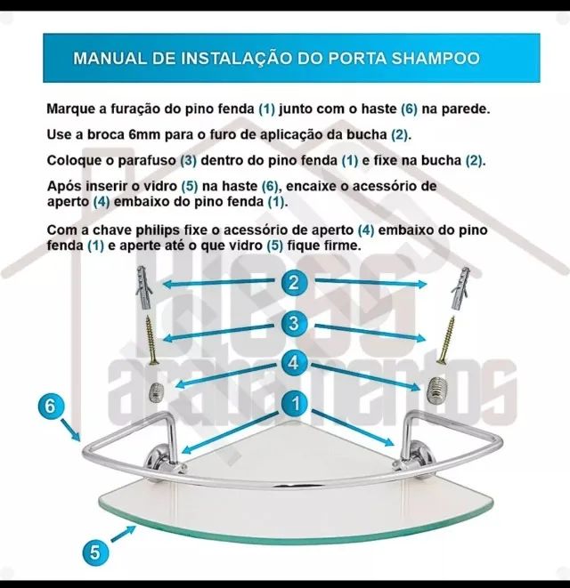 Kit 3 cantoneiras de vidro64310338707970121