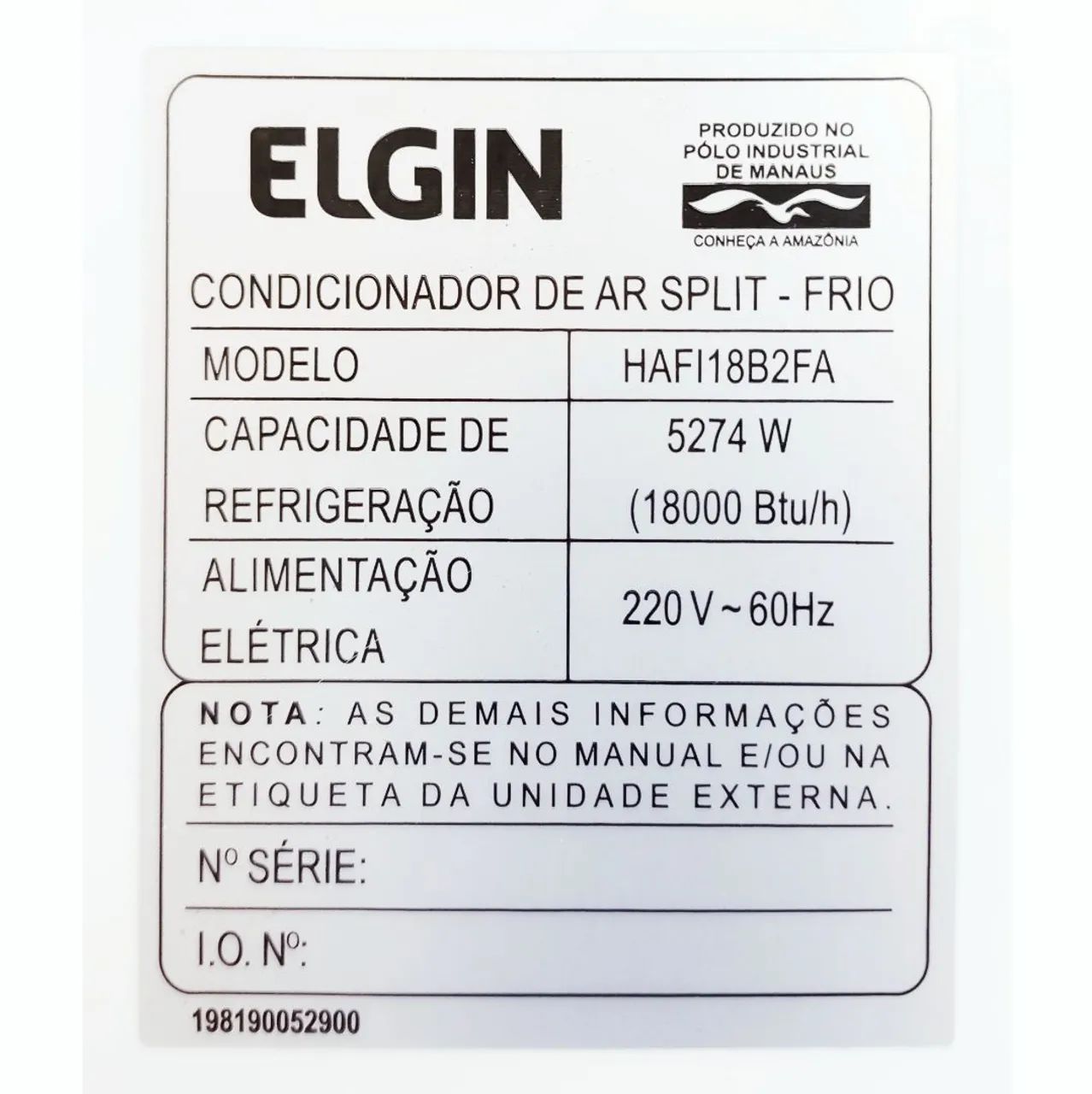 Evaporadora Split Elgin 18000 BTUs Frio Modelo HAFI18B2FA Eco Logic 220V - Foto 2