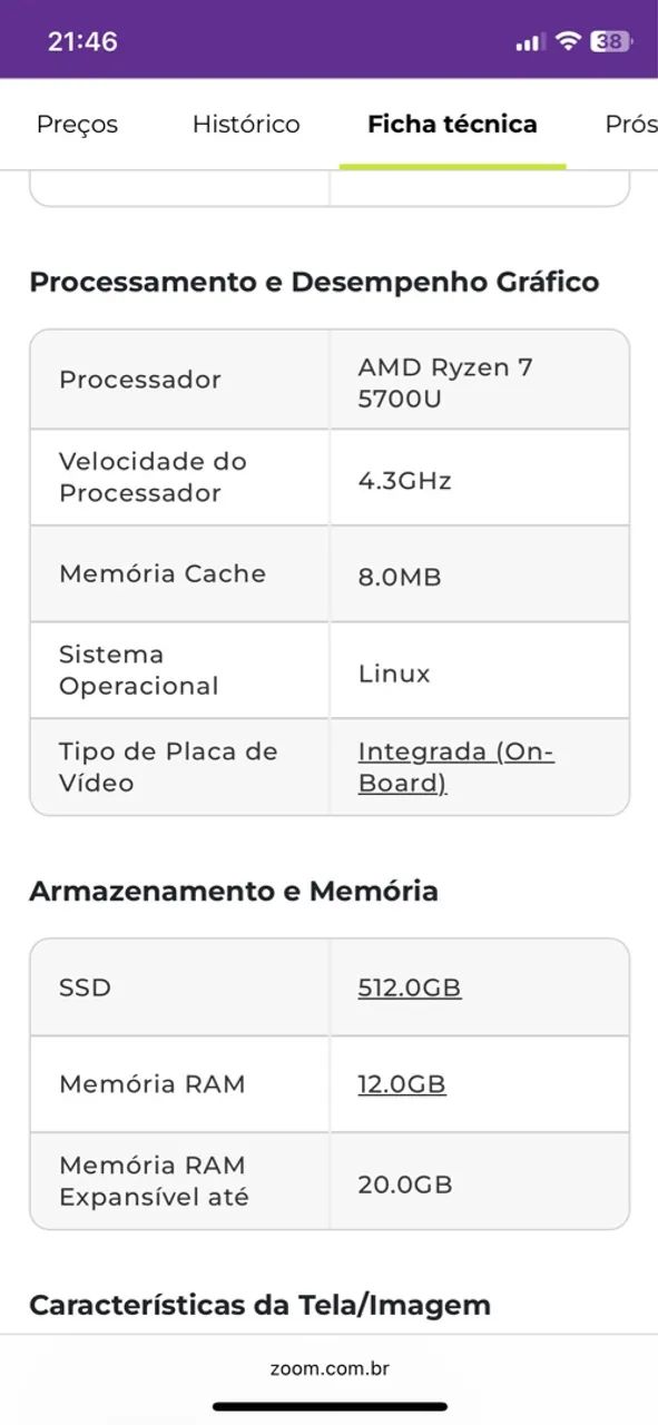 Notebook Lenovo IdeaPad 3 82MFS00600 AMD Ryzen 7 5700U 15,6'' 12GB SSD 512 GB Linux - Foto 2