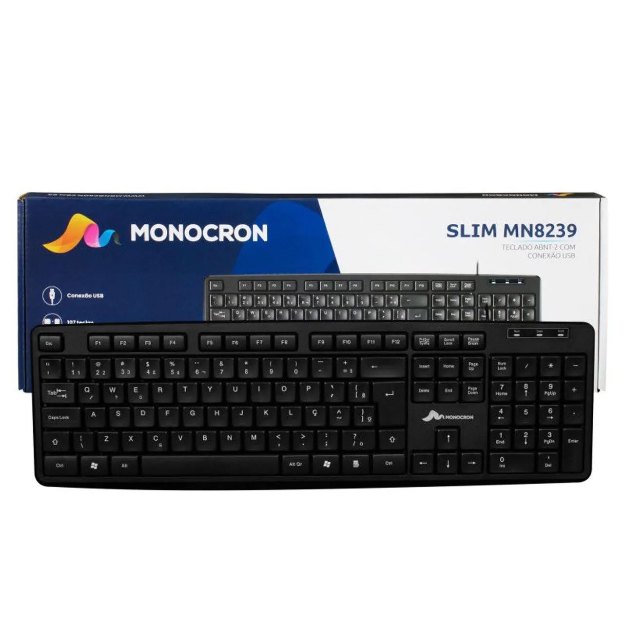 TECLADO OFFICE SLIM MN8239 | ABNT-2 - PROMOÇÃO 