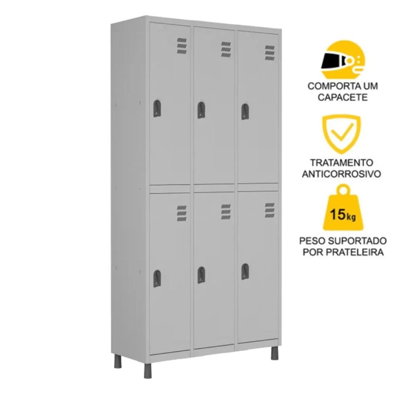 Roupeiro de Aço c/ 06 PORTAS GRANDES - 1,84×0,96×0,35m - Foto 4