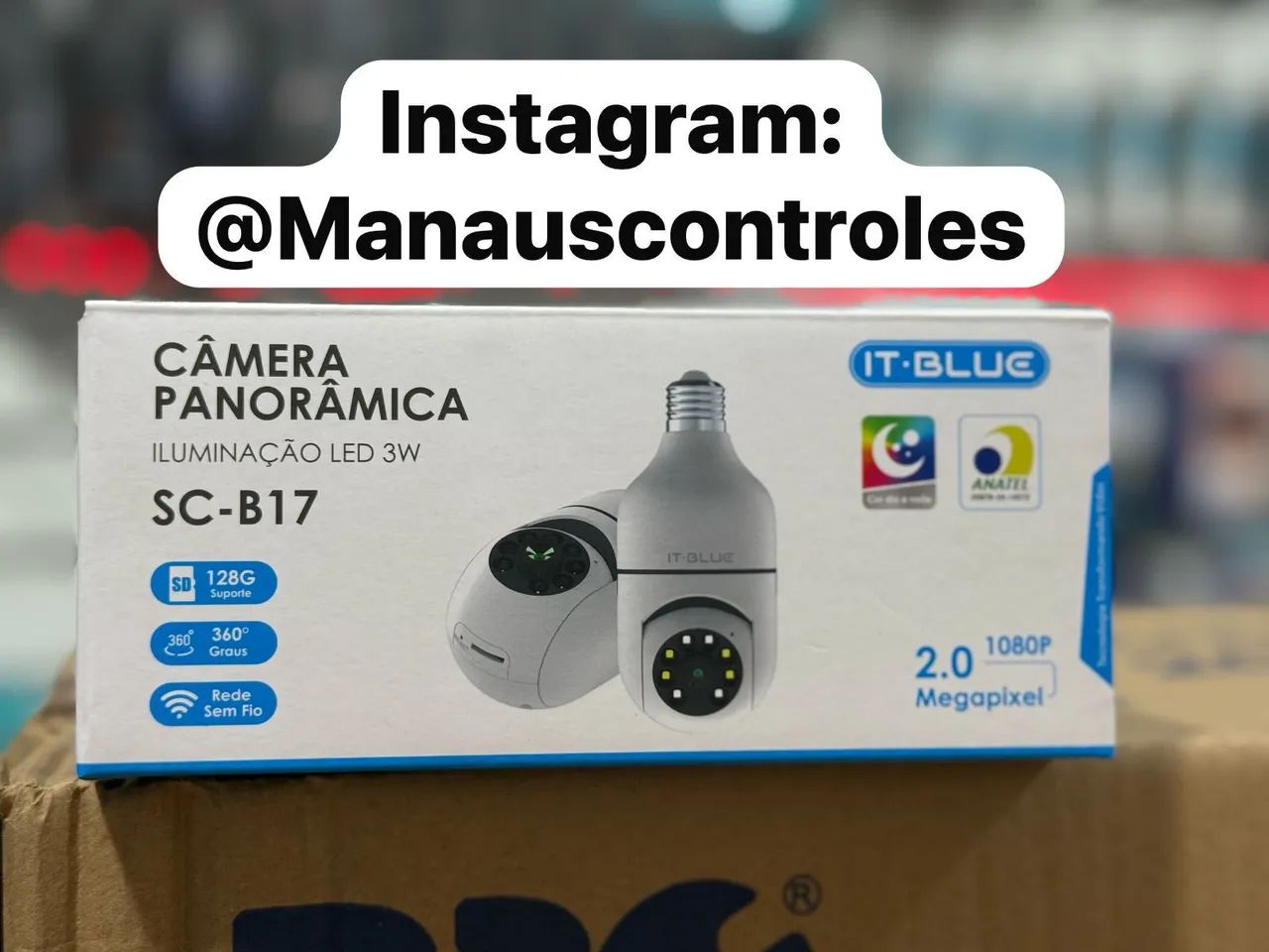 Câmera de segurança Panorâmica 360° Wi-Fi 1080P com Iluminação LED