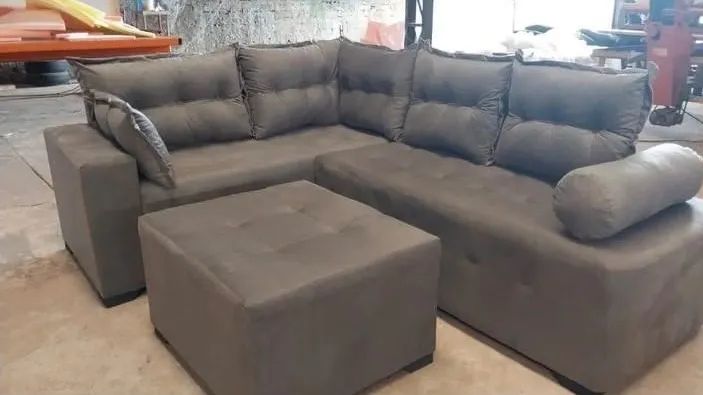 Sofá de Canto em Suede Bege - Novo entrega grátis  - Foto 2