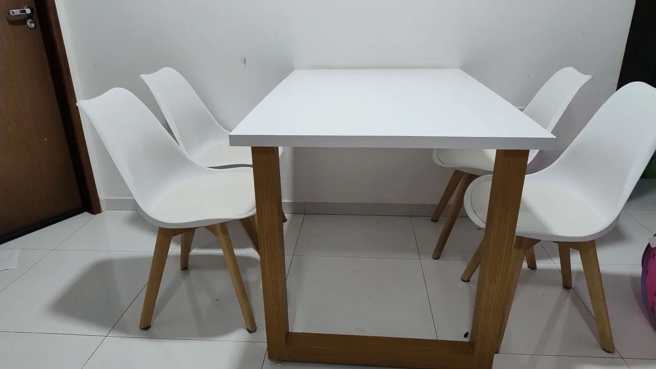 Mesa de Jantar Branca 4 Cadeiras - Foto 3