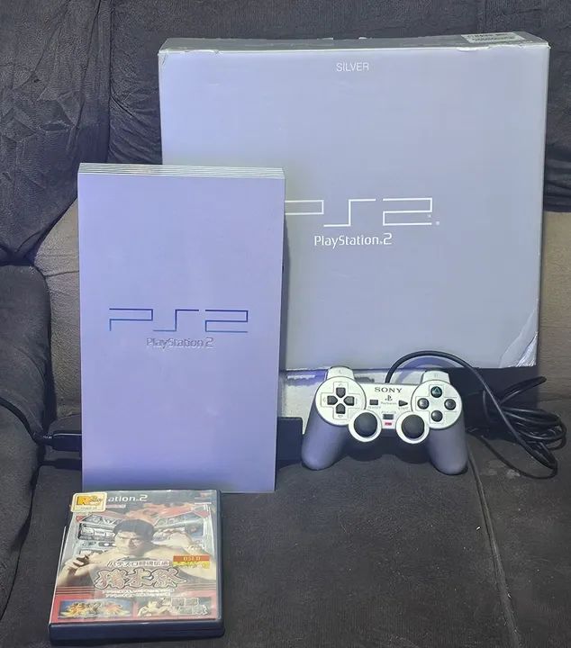 Playstation 2 FAT EDIÇÃO SILVER - Console Completo caixa serial batendo japonês - Foto 2