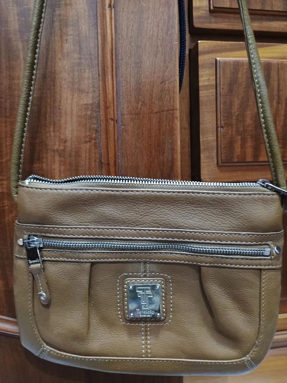 Bolsa Couro legítimo original Tignanello Caramelo/bege - Foto 6