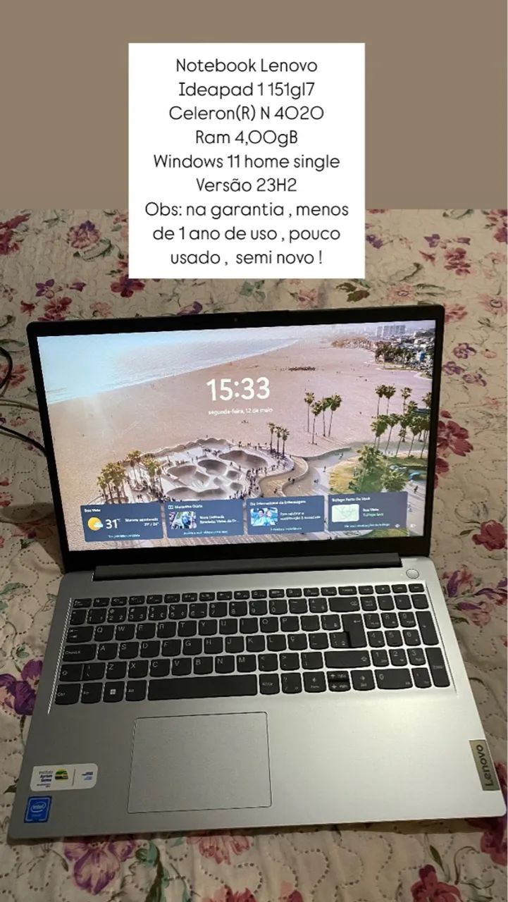 Notebook Lenovo Ideapad 1 151gL7 Celeron N 4020