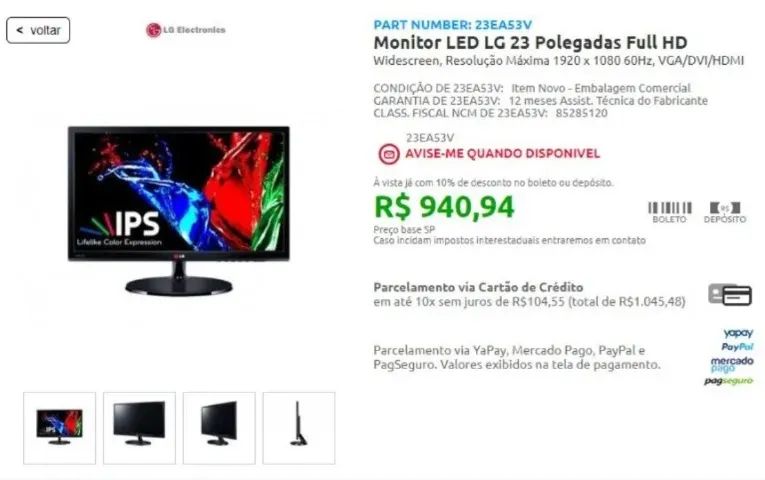 Monitor LG de 23 polegadas Full Hd Tecnologia IPS Led  - Foto 2