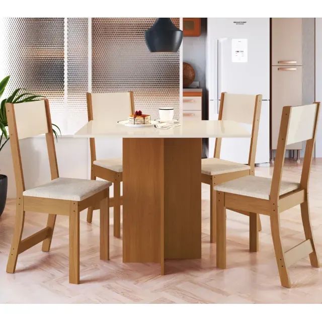 Conjunto Mesa Com 4 Cadeiras Talita Indekes - NOVA