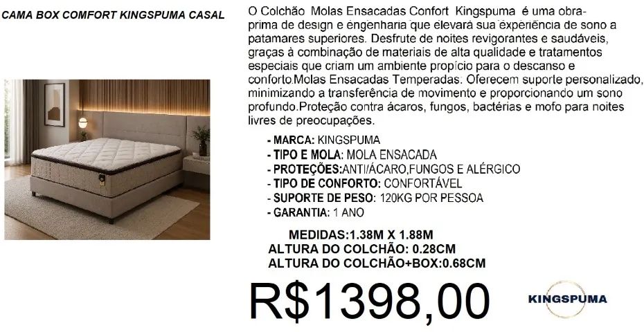 Cama box casal confortável - Entrega grátis