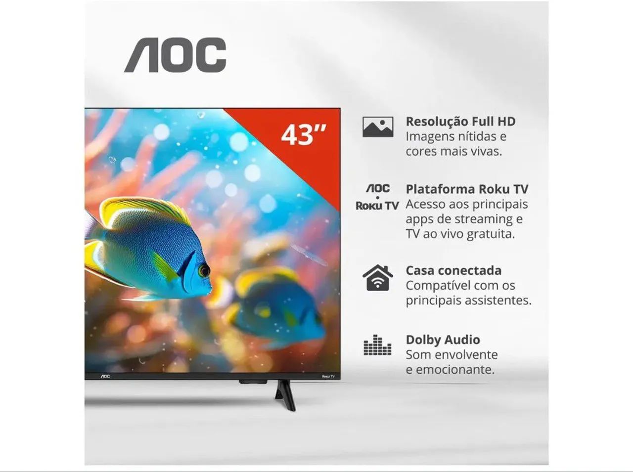 Vendo Smart tv AOC  Full hd nova 43 polegadas , sem bordas . Vai de brinde um suporte 
