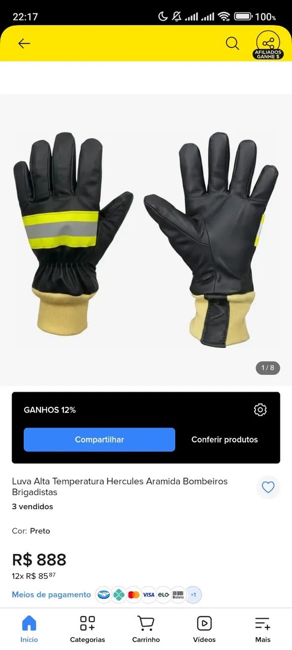LUVAS ALTAS TEMPERATURAS/ BOMBEIRO/ BRIGADISTA  - Foto 3