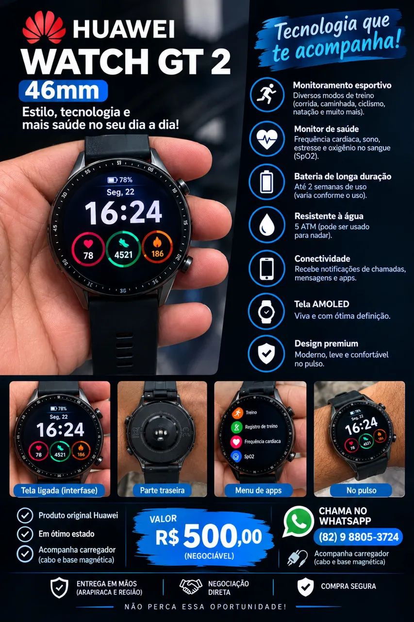 Relógio digital HUAWEI WATCH GT  - Foto 2
