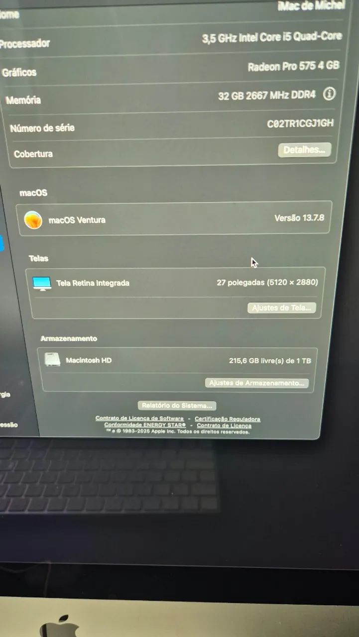 iMac 2017 27" 5K - 32gb de ram e SSD M.2 1TB - Foto 4