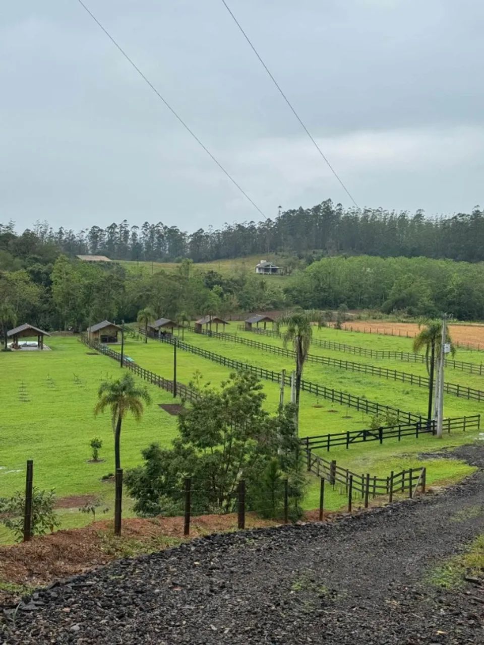 Sitio com Rio no fundos todo cercado e gramado.