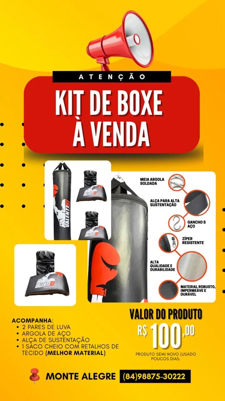 KIT COM SACO DE BOXE À VENDA