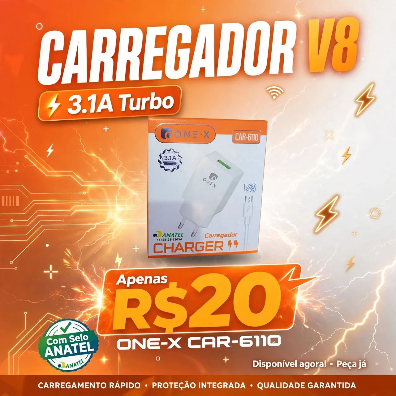 Carregador de celular V8 