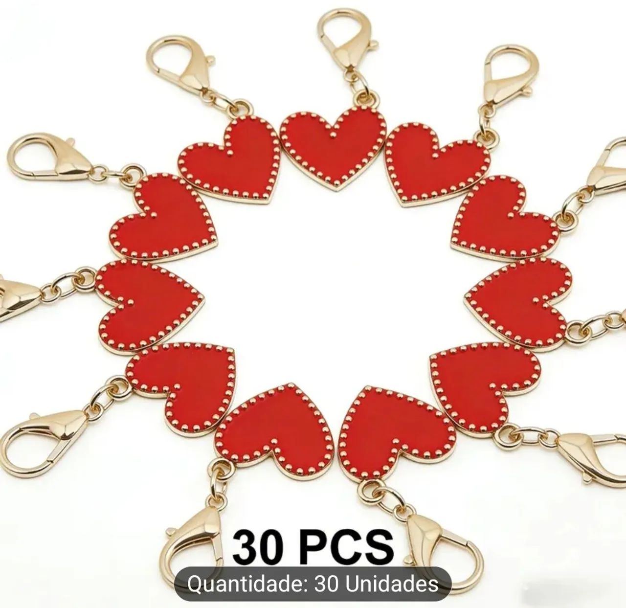30pcs Chaveiros de Coração - Foto 5