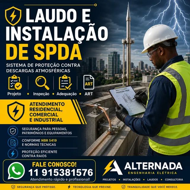 LAUDOS E INSTALAÇÃO DE SPDA (PARA RAIOS) COM ENGENHEIRO ELETRICISTA