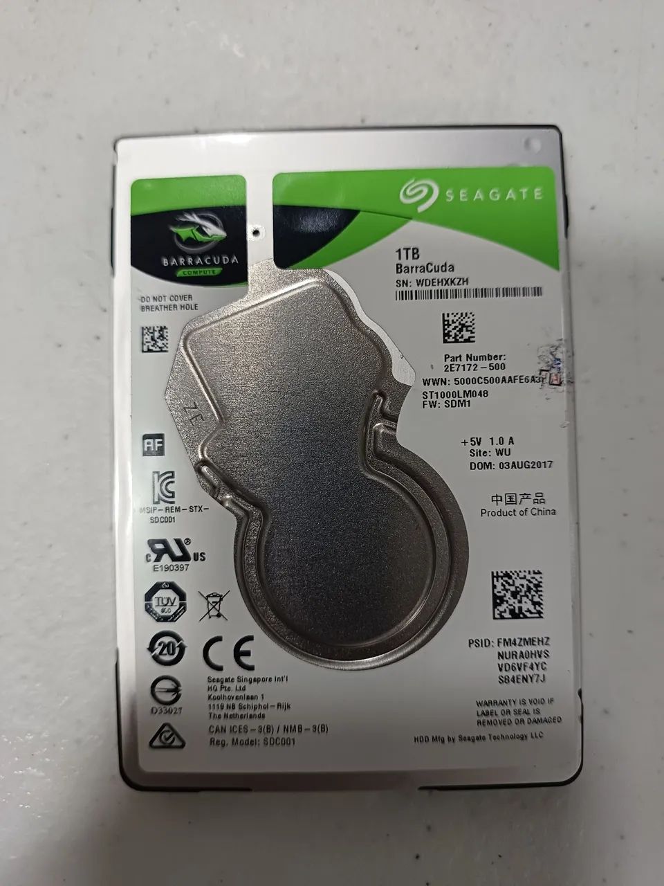 Hd seagate 1TB Barracuda notebook 