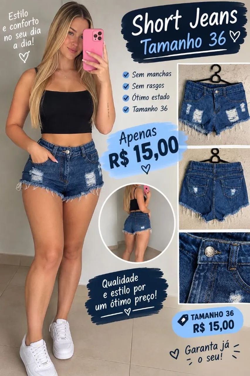 Short jeans feminino 