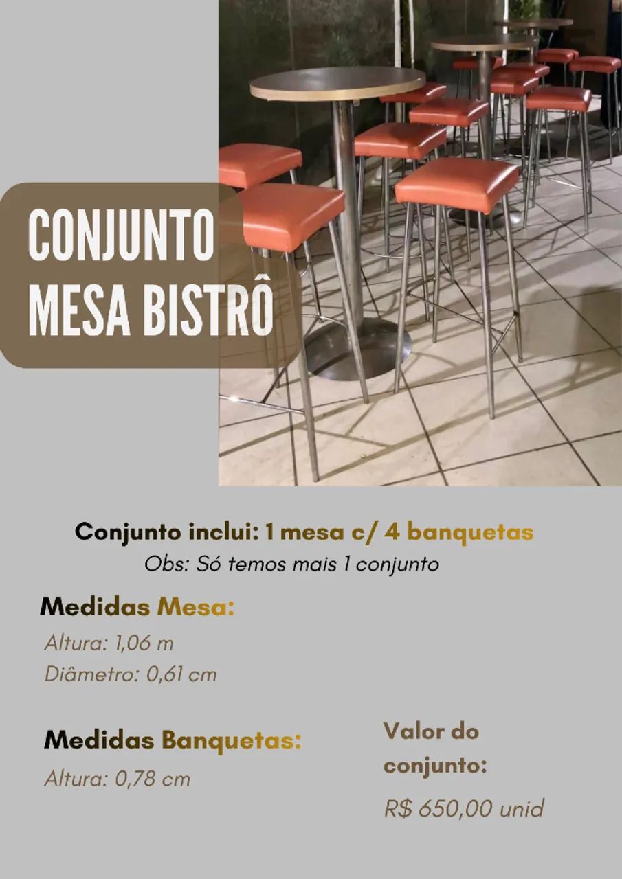 Mesa de bistrô com 4 banquetas