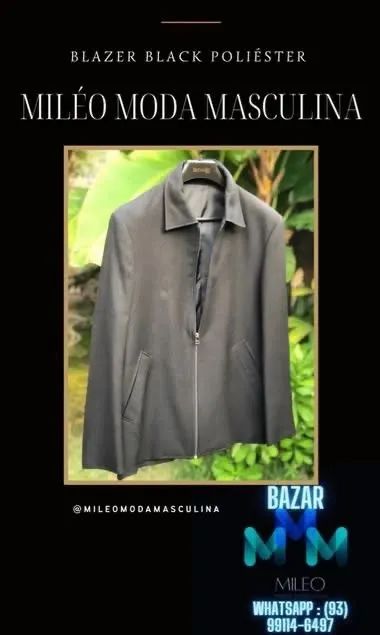 Blaser preto com zíper frontal TAM G