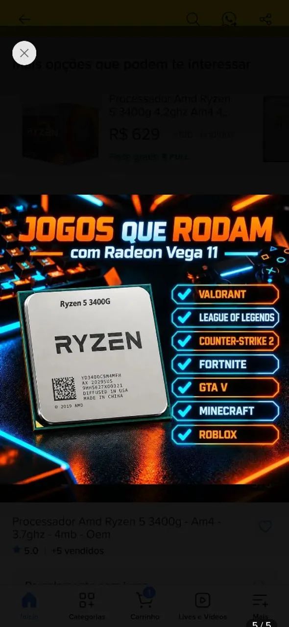 Processador AMD Ryzen 5 3400G - 4 Núcleos / 8 Threads - Foto 3