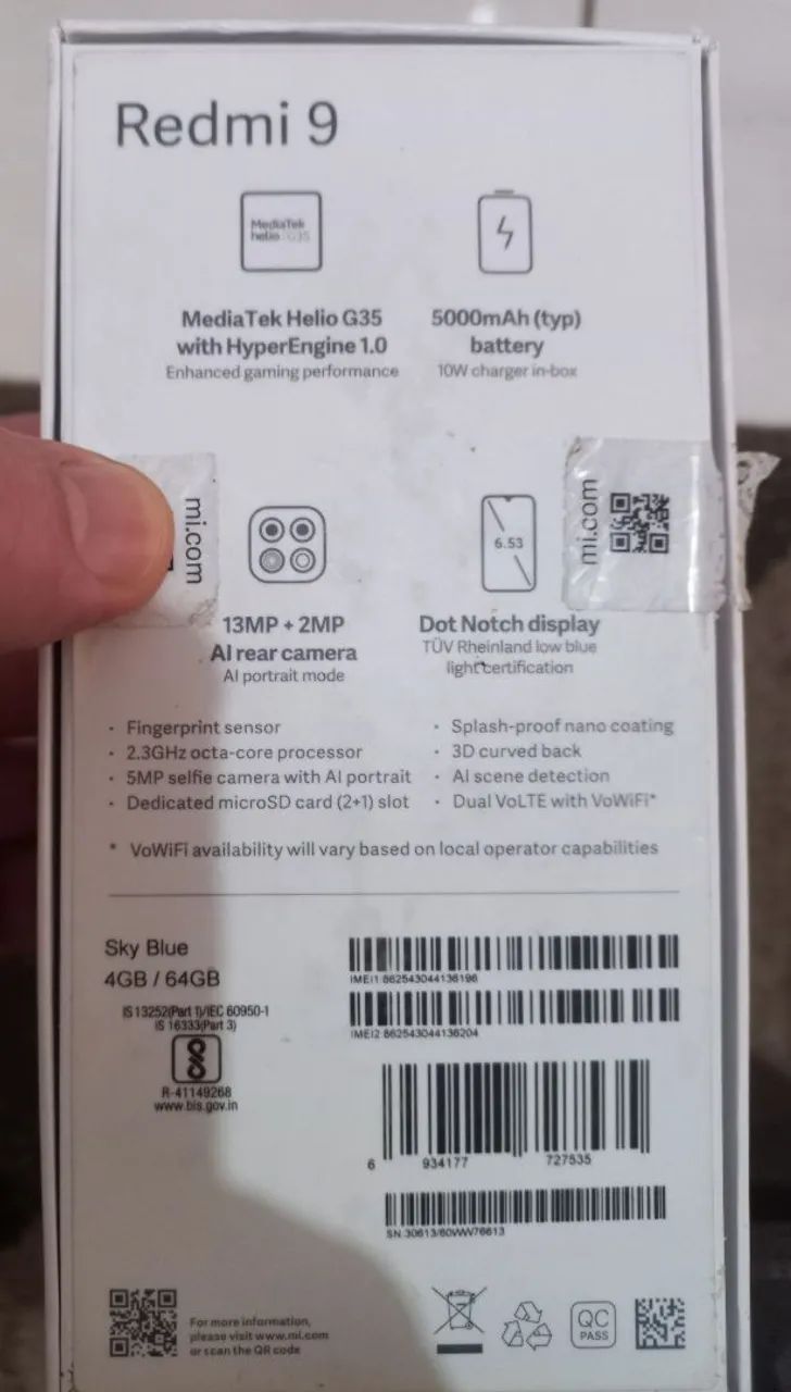 Celular Xiaomi Redmi 9 / 64GB ROM 4GB RAM / - Foto 5
