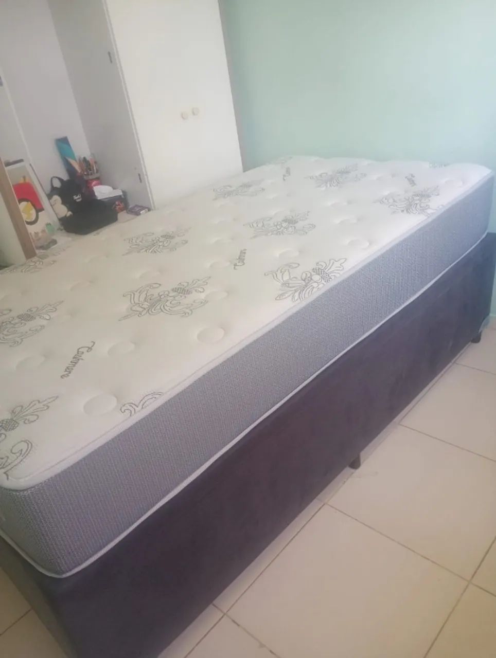 CAMA MOLAS ENSACADAS DUPLA SOLTEIRO TIPO SOLTEIRÃO SEMI NOVA 1,98 X 1,08 COM AUXILIAR