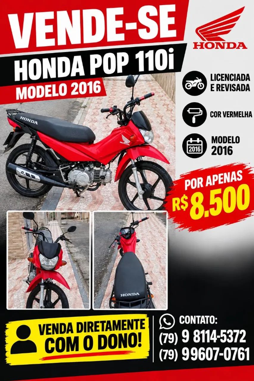 Vendo Honda 110i - modelo 2016