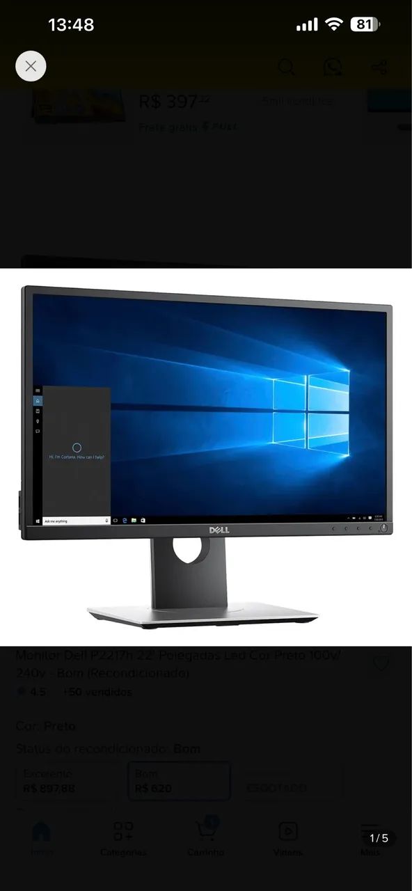 Monitor Dell 22 polegadas VGA e HDMI com pedestal giratório.  - Foto 3