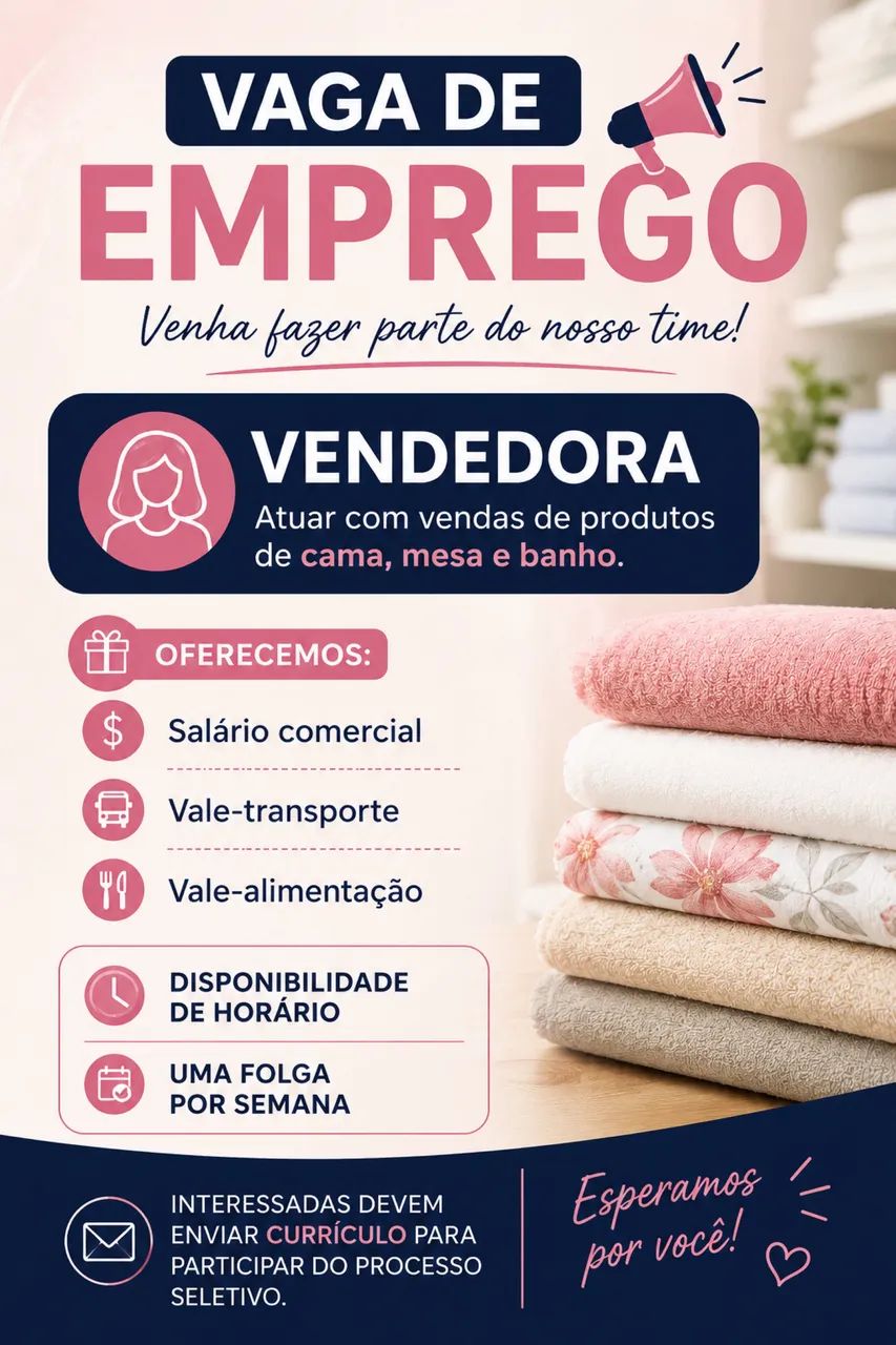 Vaga para vendedora 