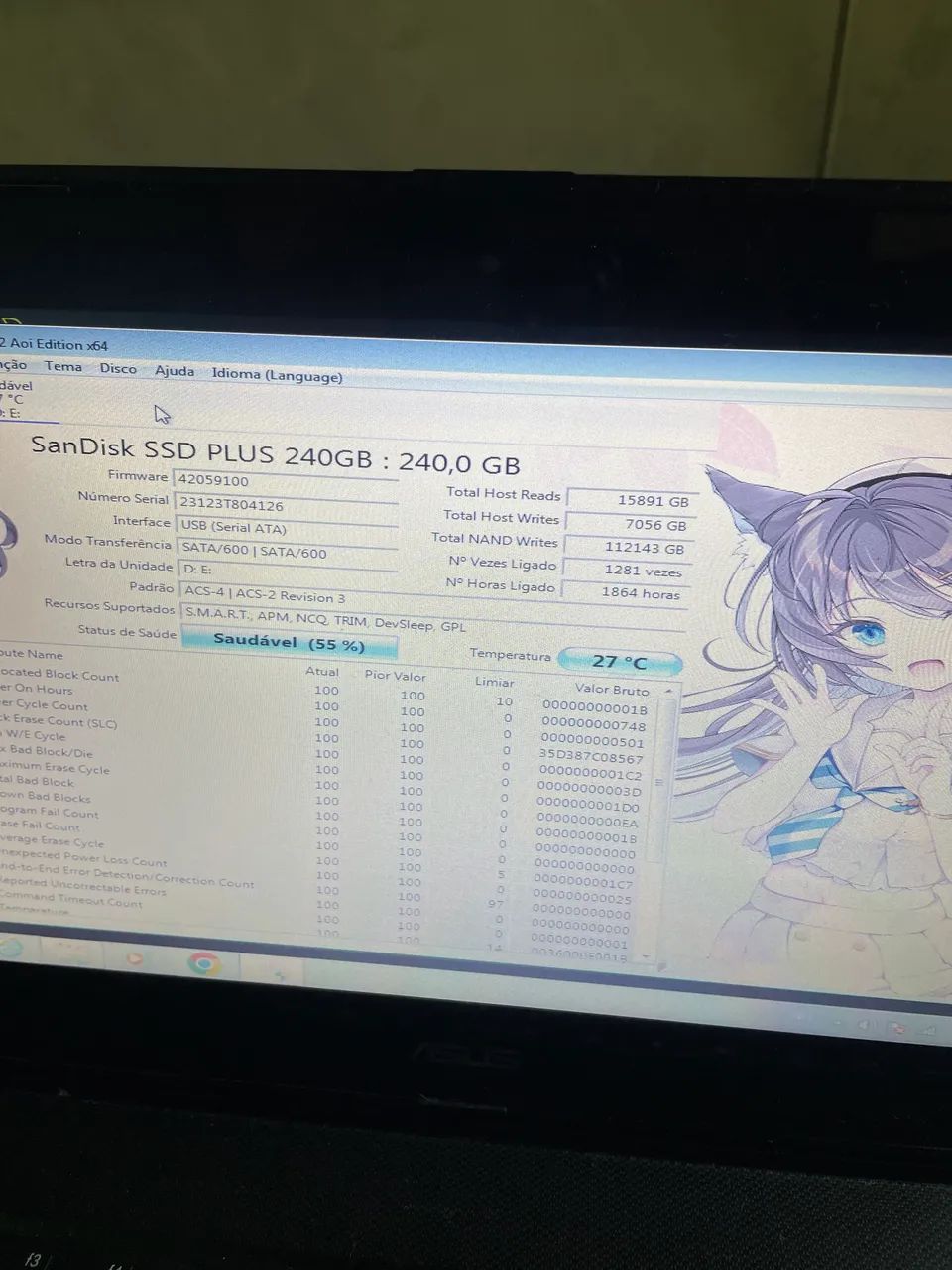 Ssd de 240 ele tá com 55% saudavel  - Foto 3