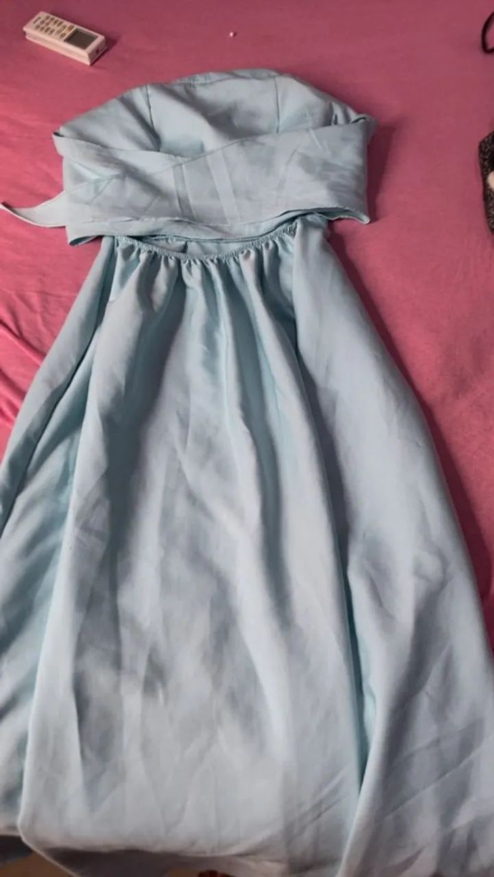 Vestido Azul Claro Liso - Foto 2