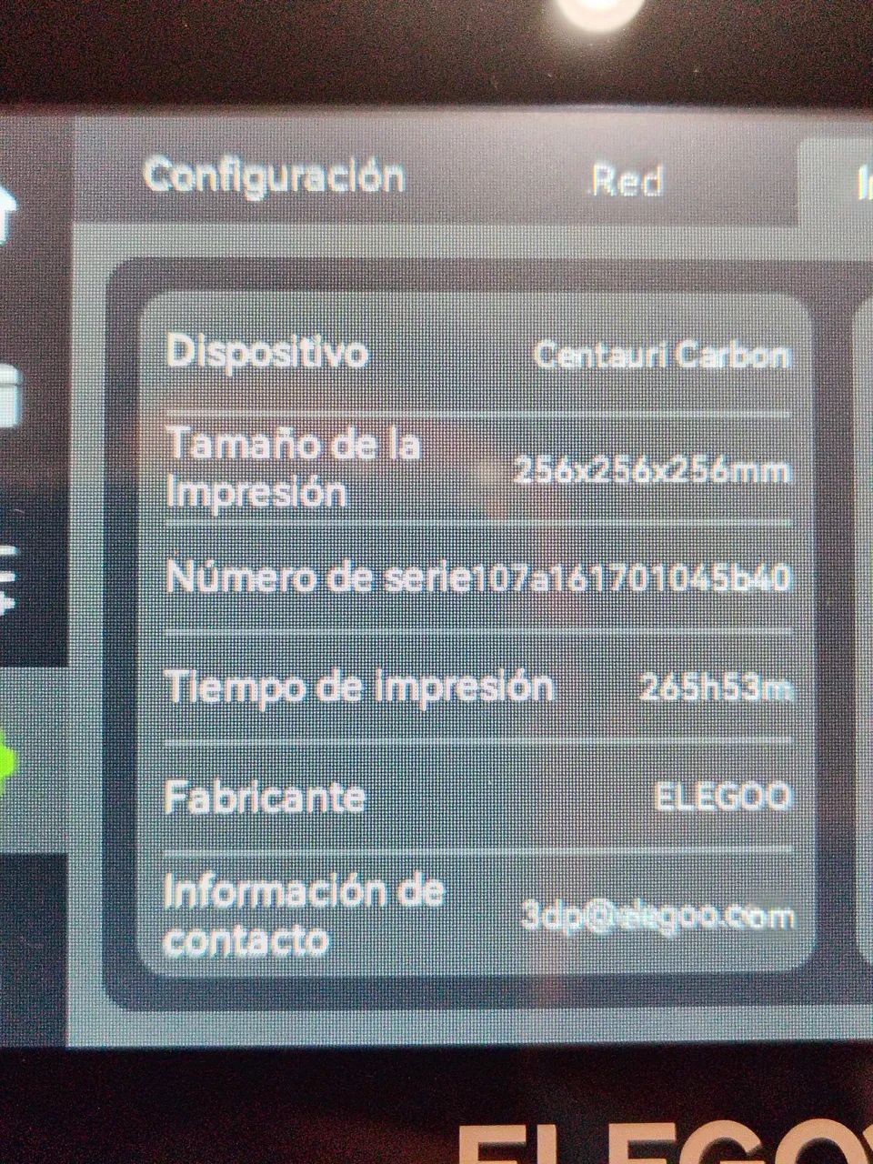 ELEGOO CENTAURI CARBON 265 horas de uso. - Foto 3