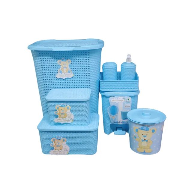 Kit Quarto Bebê Rattan Completo | Azul, Rosa e Branco | Entrega Grátis - Foto 2
