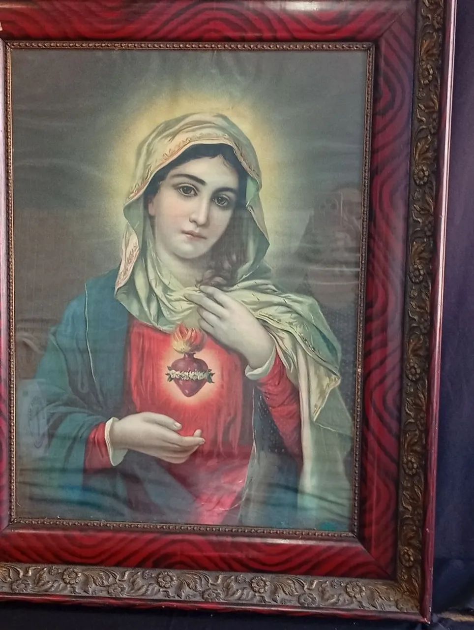 Antigo quadro sagrado coração de Maria  - Foto 2