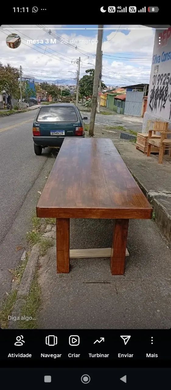 Mesa de pinus 3 metros grande entrega rapida