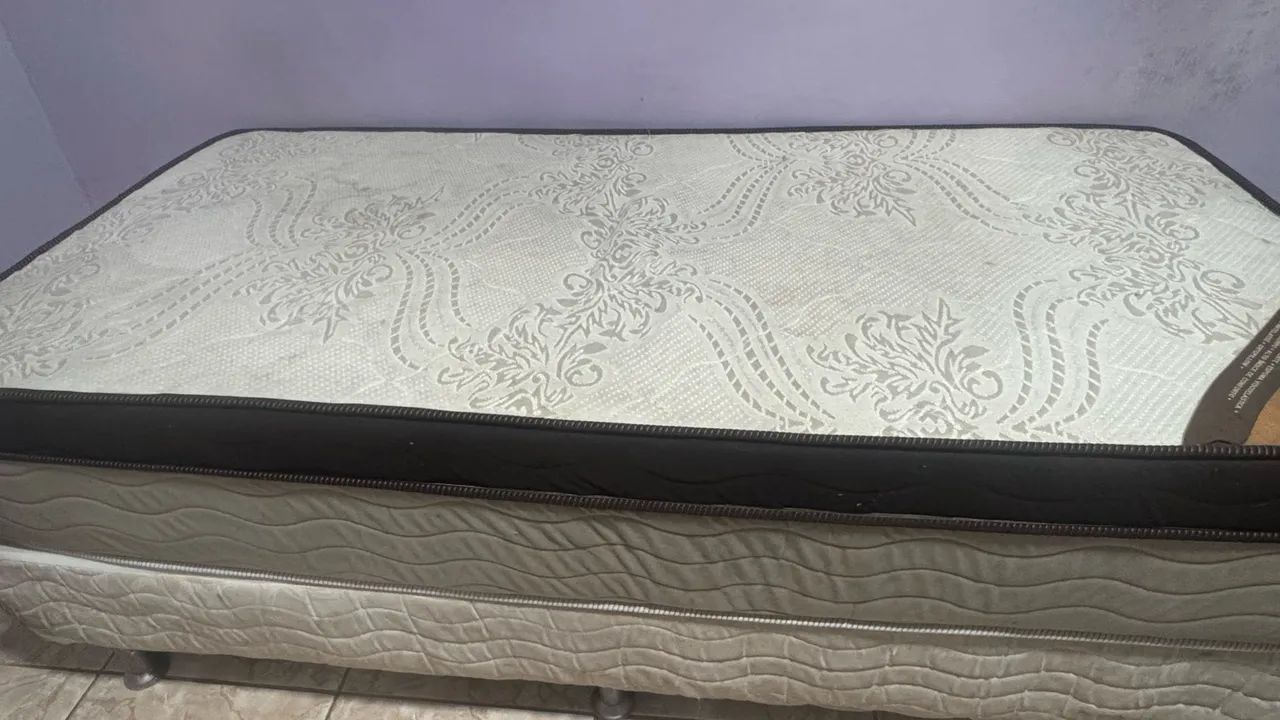 Cama solteiro box + colchão ortobom viscoelastico com molas
