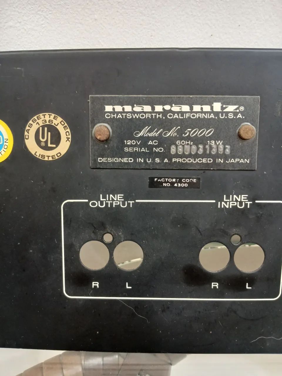 Tape deck Marantz Model 5000 ( painel traseiro)